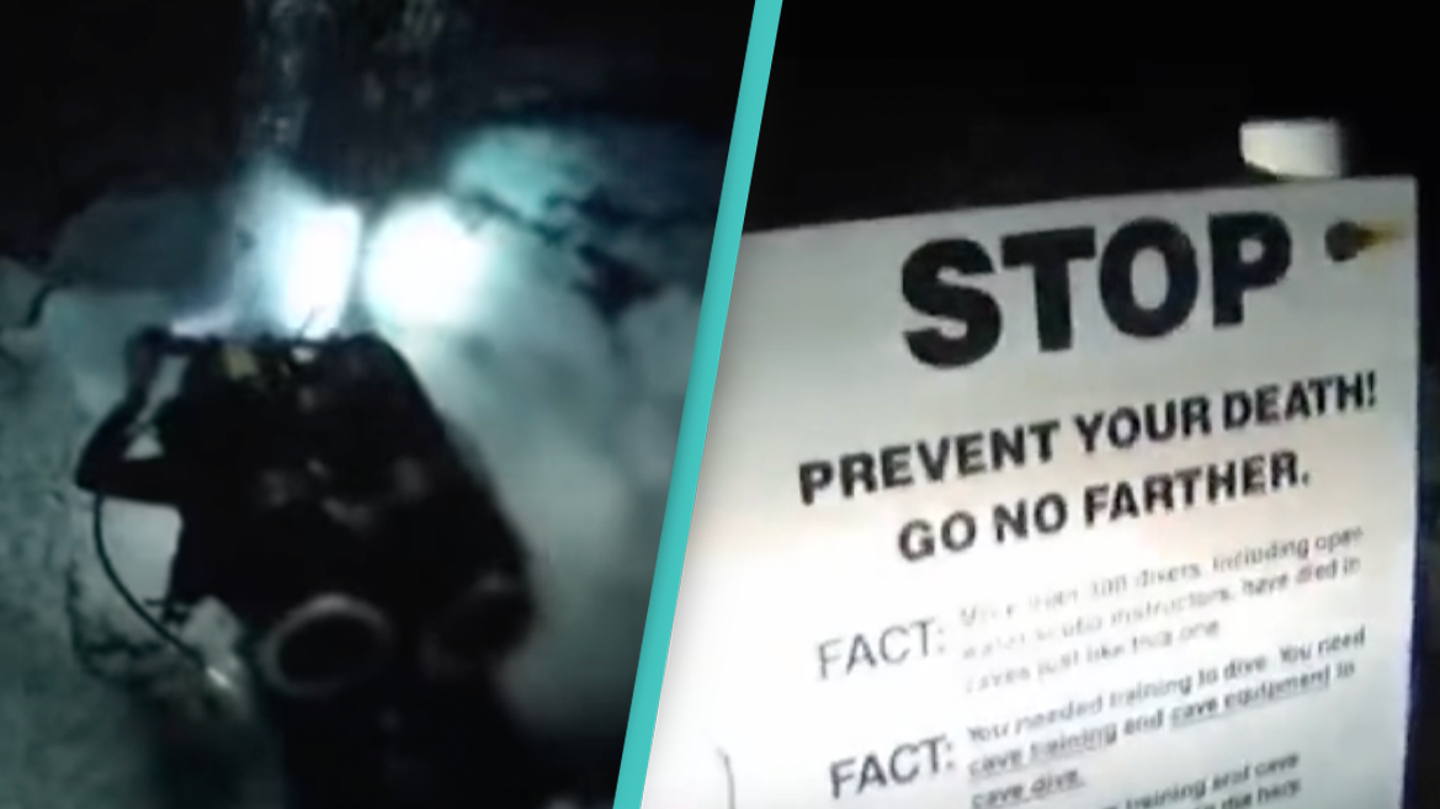 Man found terrifying sign while deep underwater cave diving