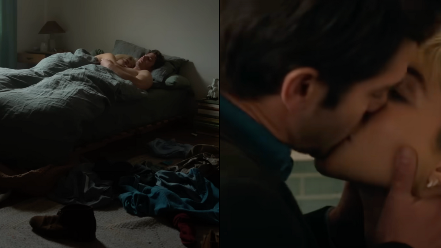 Andrew Garfield et Florence Pugh dans une scène de sexe passionnée, le caméraman se détourne